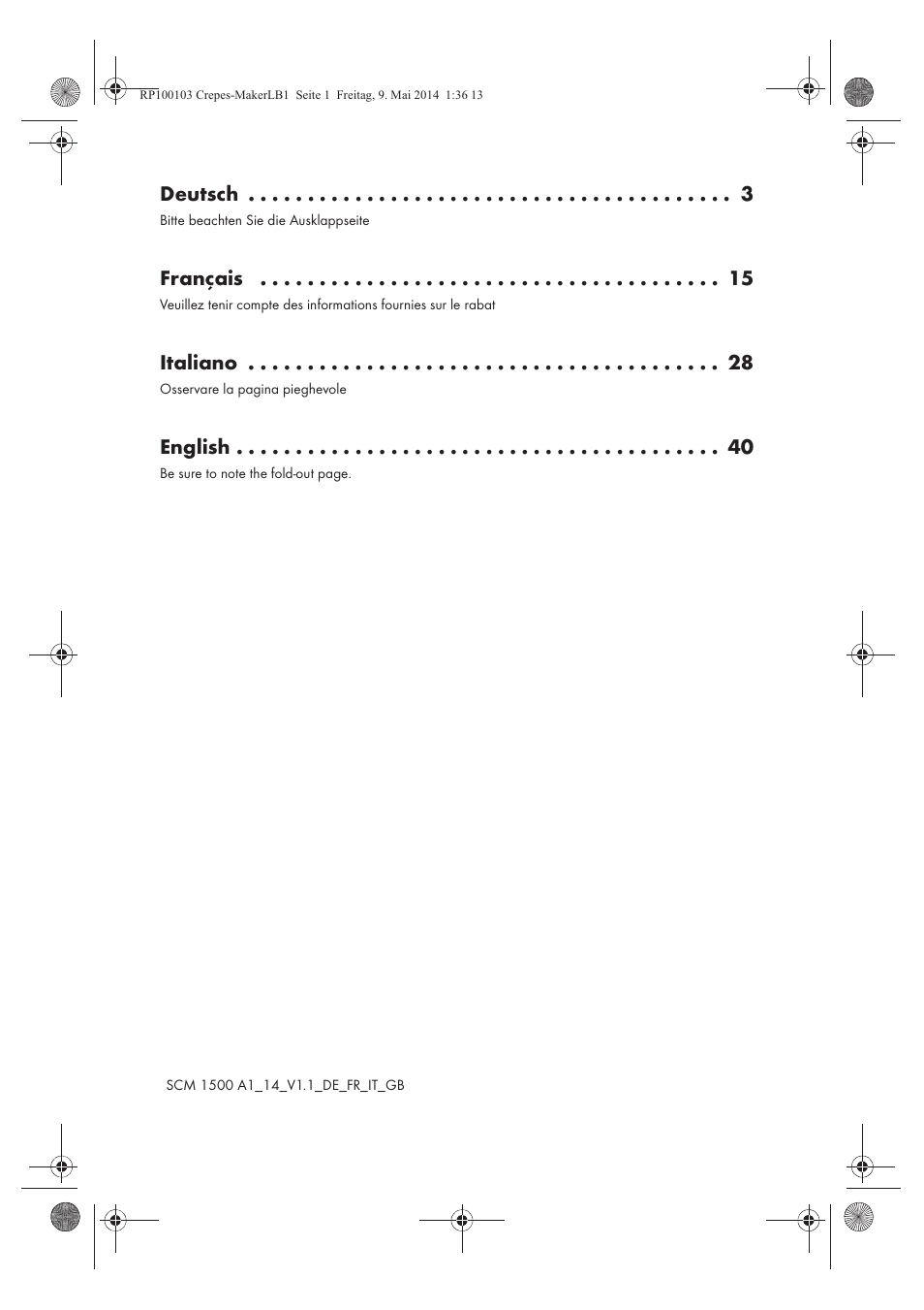 Deutsch, Français, Italiano | English | Silvercrest SCM 1500 A1 User Manual | Page 2 / 54