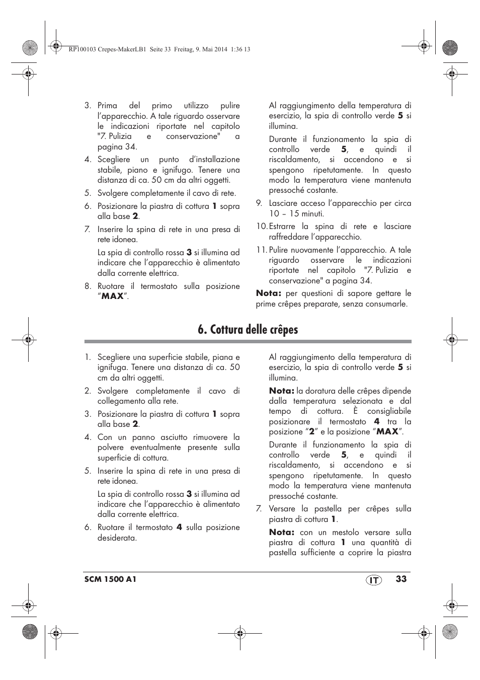 Cottura delle crêpes | Silvercrest SCM 1500 A1 User Manual | Page 35 / 54