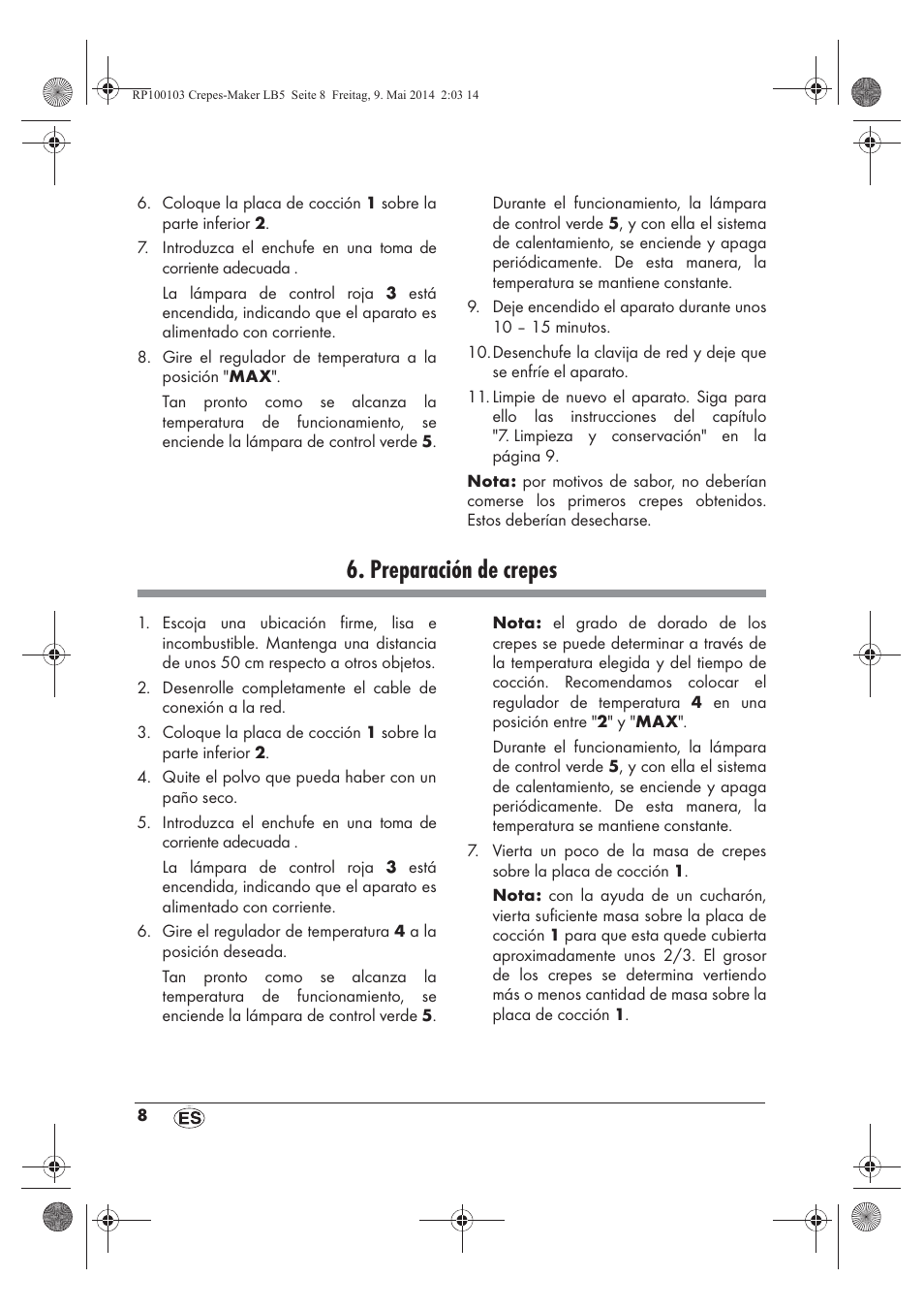 Preparación de crepes | Silvercrest SCM 1500 A1 User Manual | Page 10 / 66