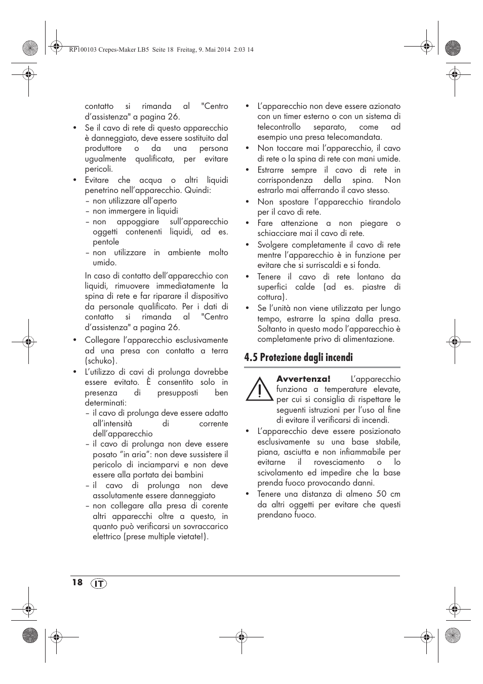 5 protezione dagli incendi | Silvercrest SCM 1500 A1 User Manual | Page 20 / 66