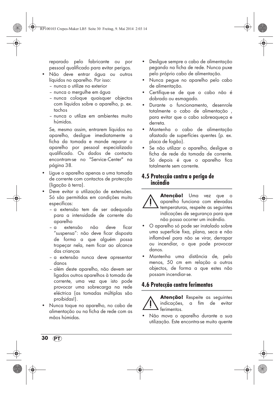 5 protecção contra o perigo de incêndio, 6 protecção contra ferimentos | Silvercrest SCM 1500 A1 User Manual | Page 32 / 66
