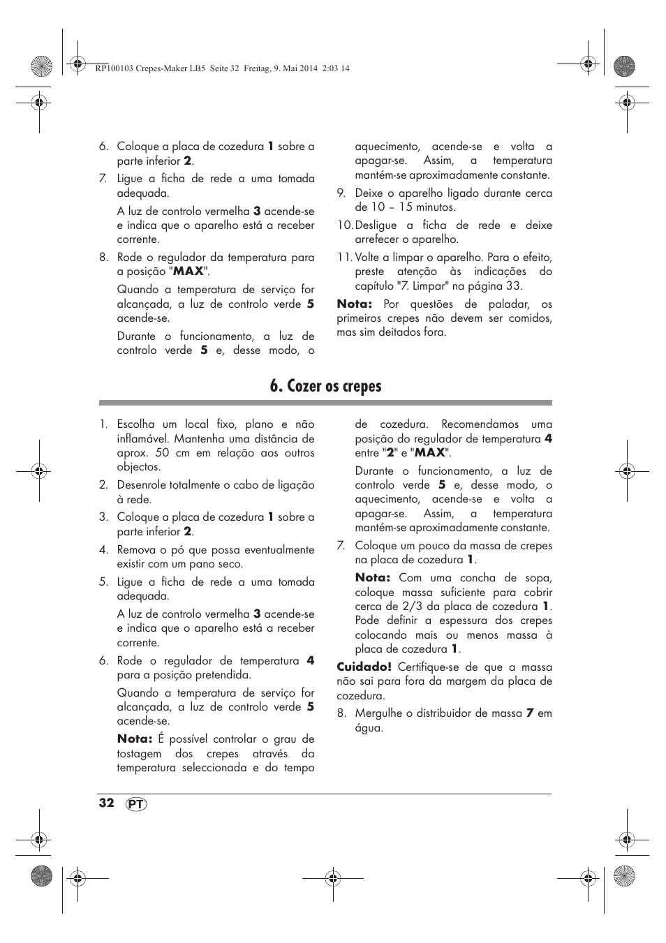 Cozer os crepes | Silvercrest SCM 1500 A1 User Manual | Page 34 / 66