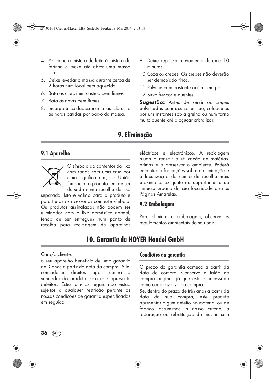Eliminação, Garantia da hoyer handel gmbh, 1 aparelho | 2 embalagem | Silvercrest SCM 1500 A1 User Manual | Page 38 / 66