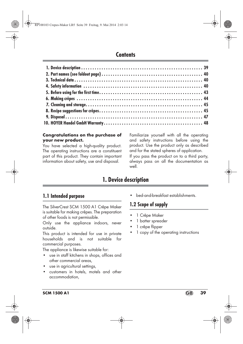 Silvercrest SCM 1500 A1 User Manual | Page 41 / 66