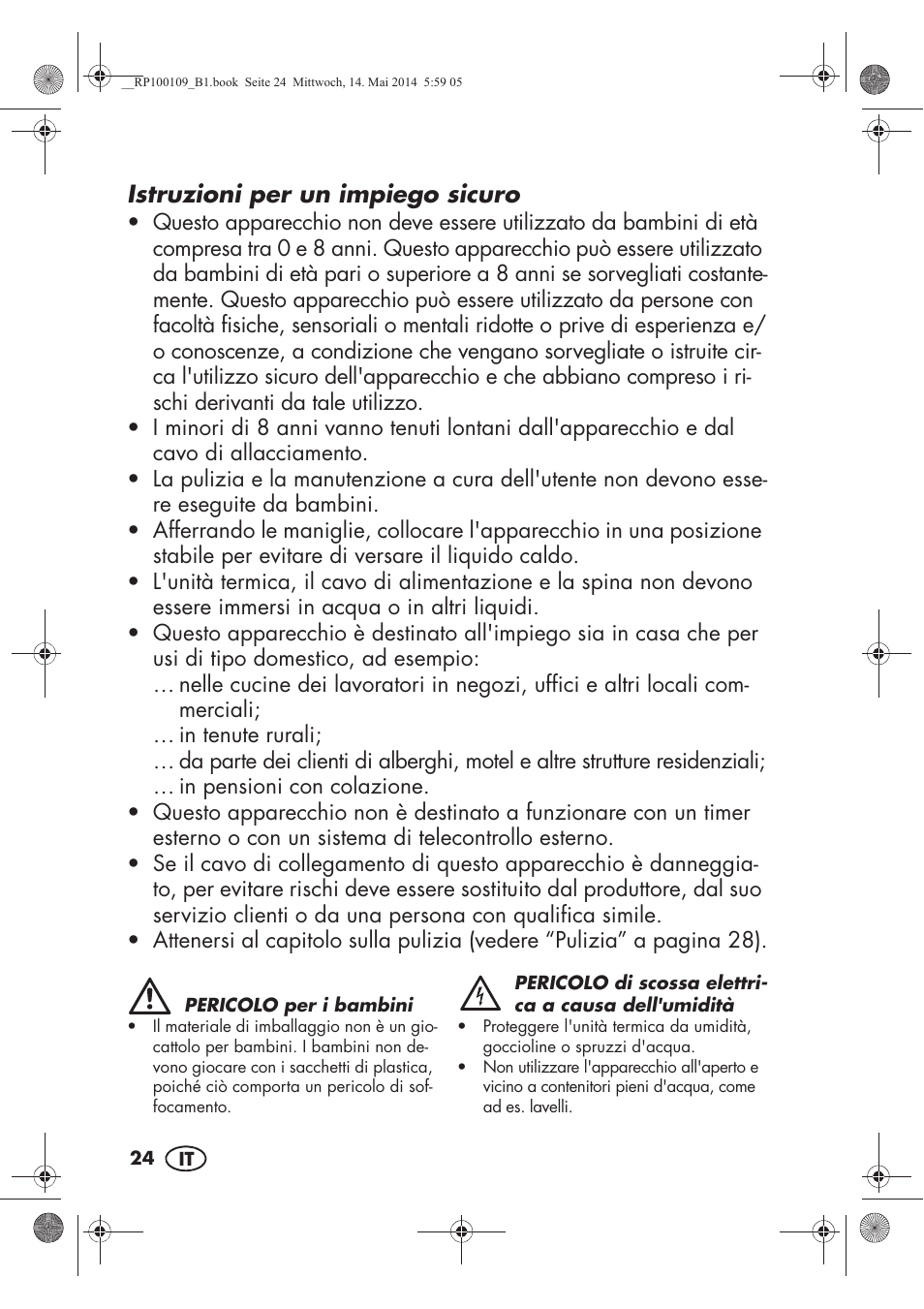 Istruzioni per un impiego sicuro | Silvercrest SFE 1500 B2 User Manual | Page 26 / 46