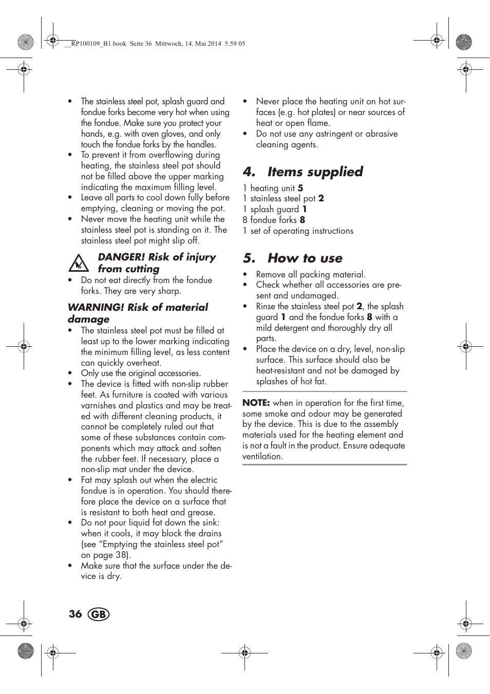 Items supplied, How to use | Silvercrest SFE 1500 B2 User Manual | Page 38 / 46