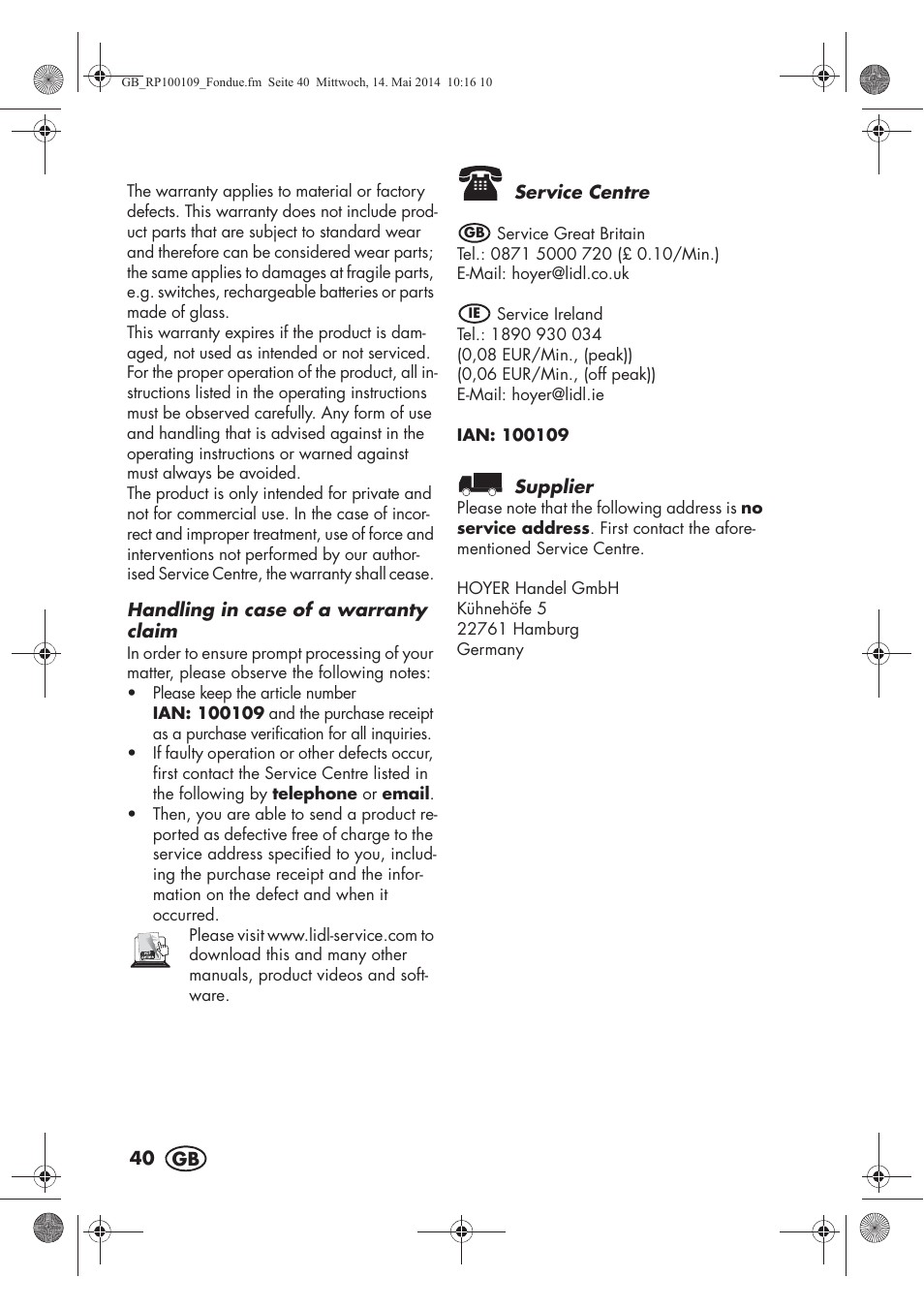 Silvercrest SFE 1500 B2 User Manual | Page 42 / 46