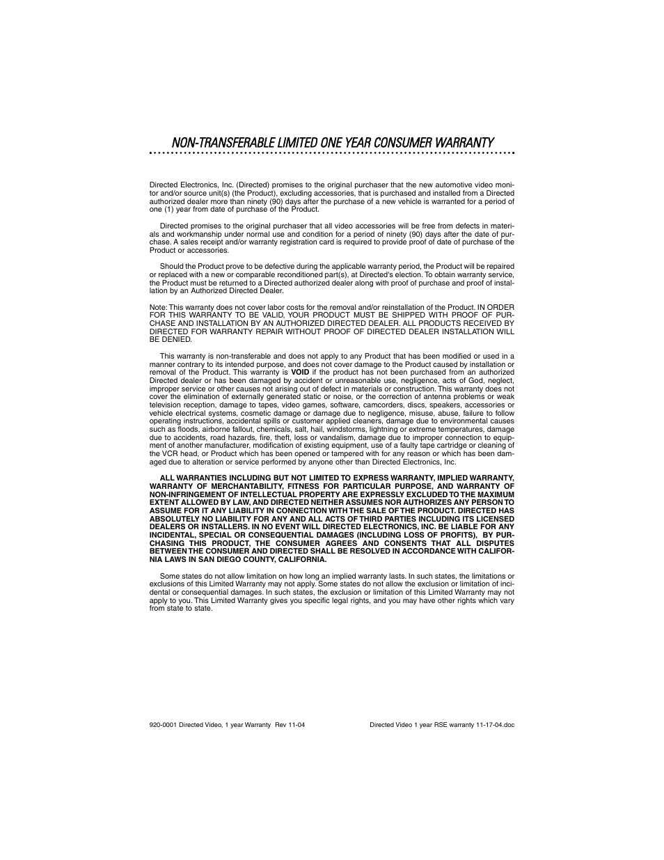 Directed Electronics OHD070 User Manual | Page 2 / 47