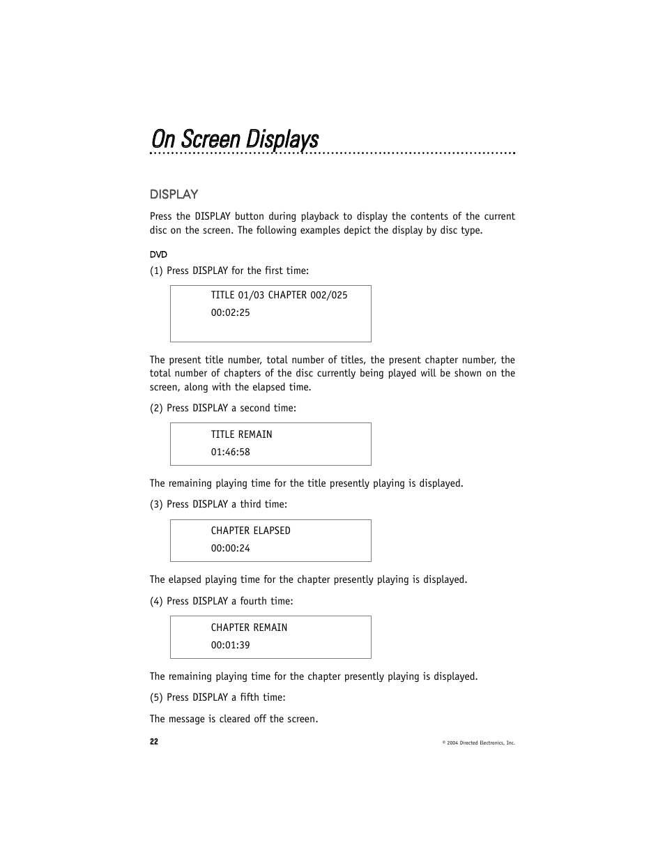 Directed Electronics OHD070 User Manual | Page 22 / 47