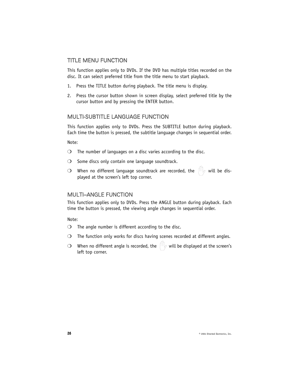 Directed Electronics OHD070 User Manual | Page 26 / 47