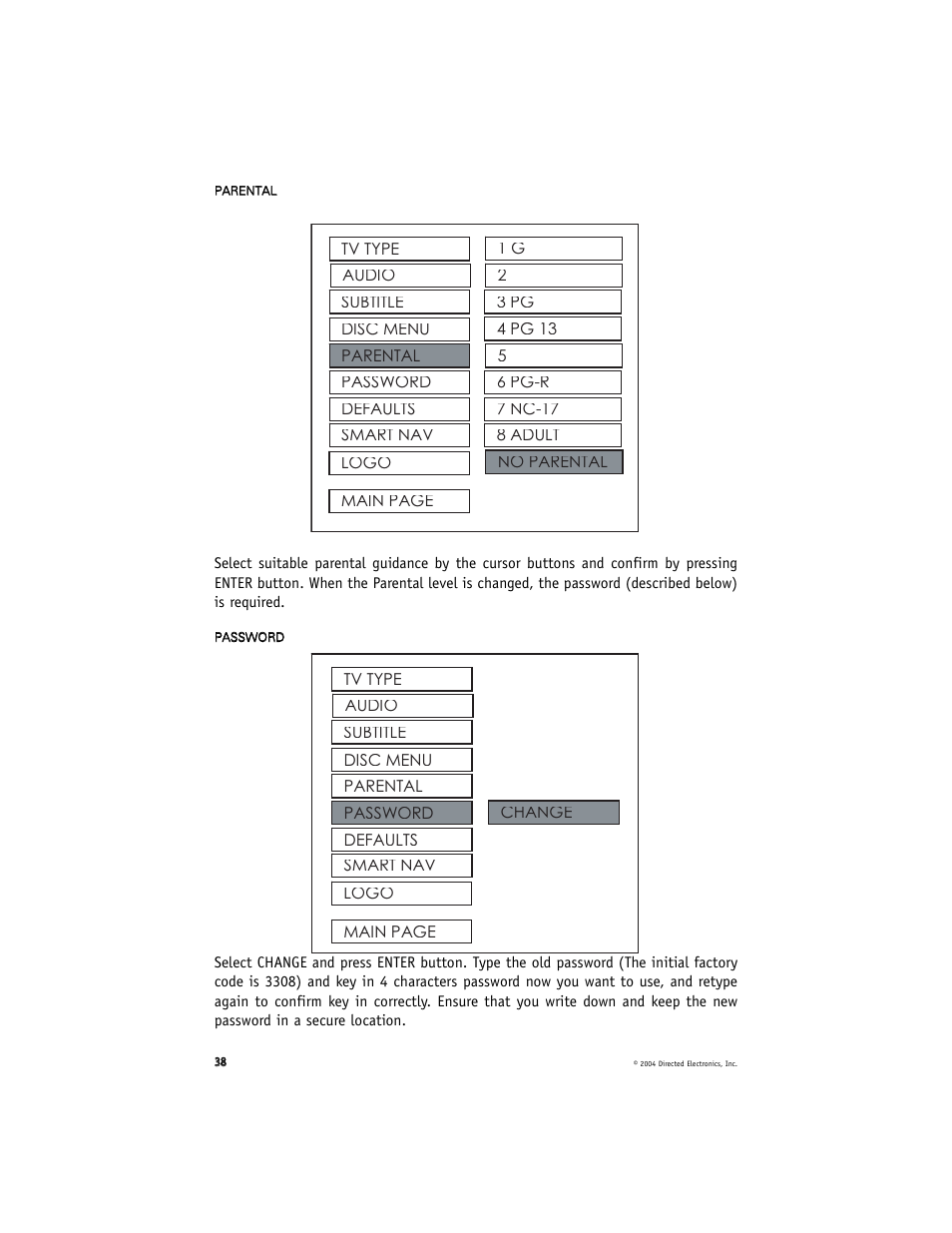 Directed Electronics OHD070 User Manual | Page 38 / 47