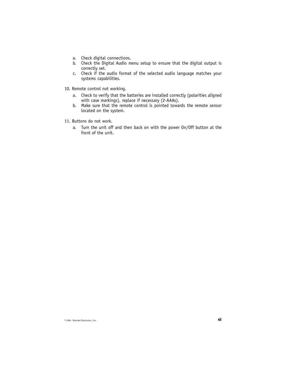 Directed Electronics OHD070 User Manual | Page 45 / 47