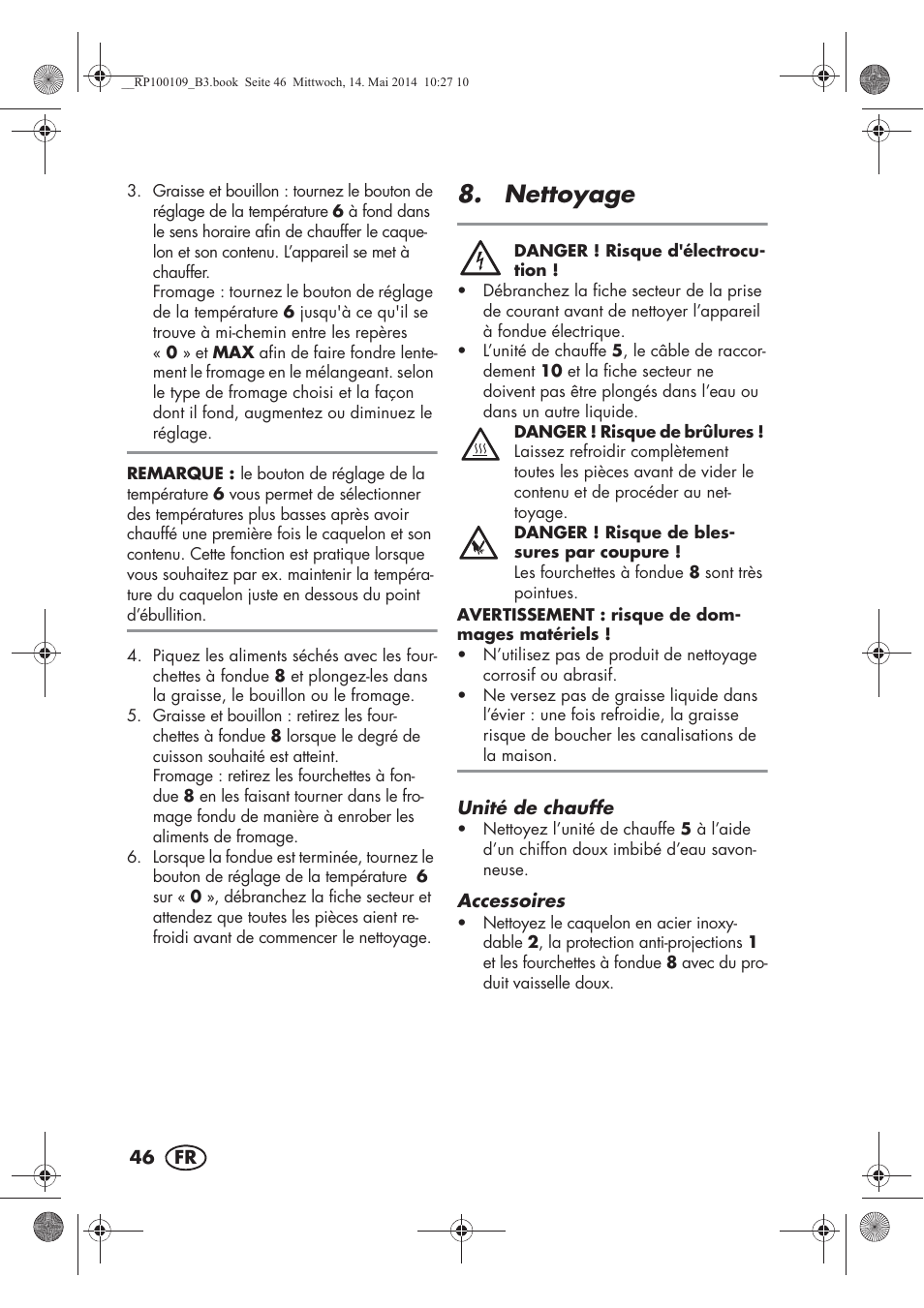 Nettoyage | Silvercrest SFE 1500 B2 User Manual | Page 48 / 74