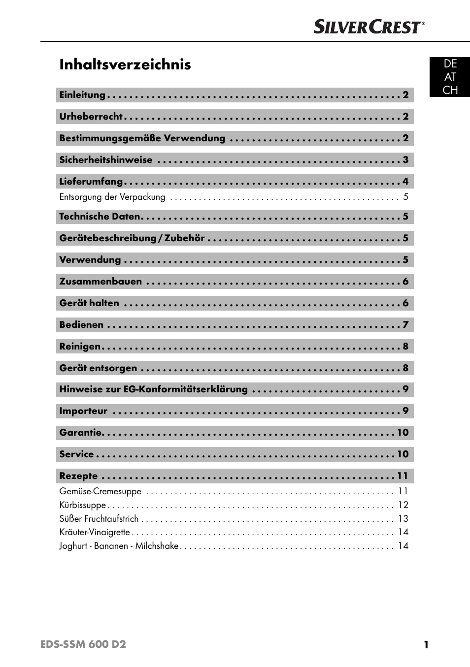 Silvercrest EDS - SSM 600 D2 User Manual | Page 4 / 59