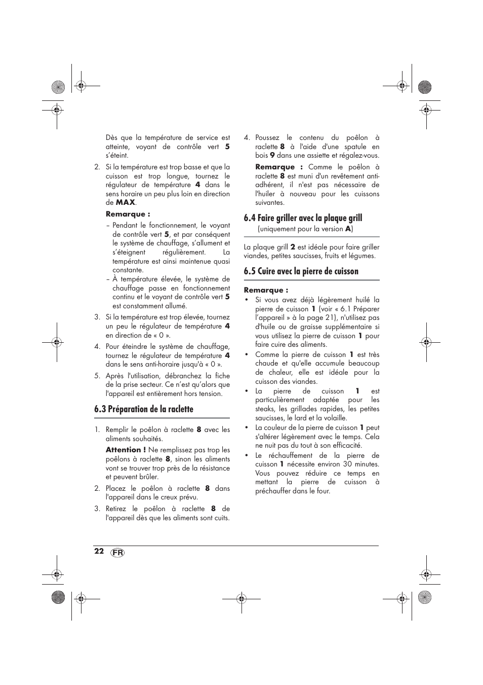 3 préparation de la raclette, 4 faire griller avec la plaque grill, 5 cuire avec la pierre de cuisson | Silvercrest SRGS 1300 B2 User Manual | Page 24 / 54