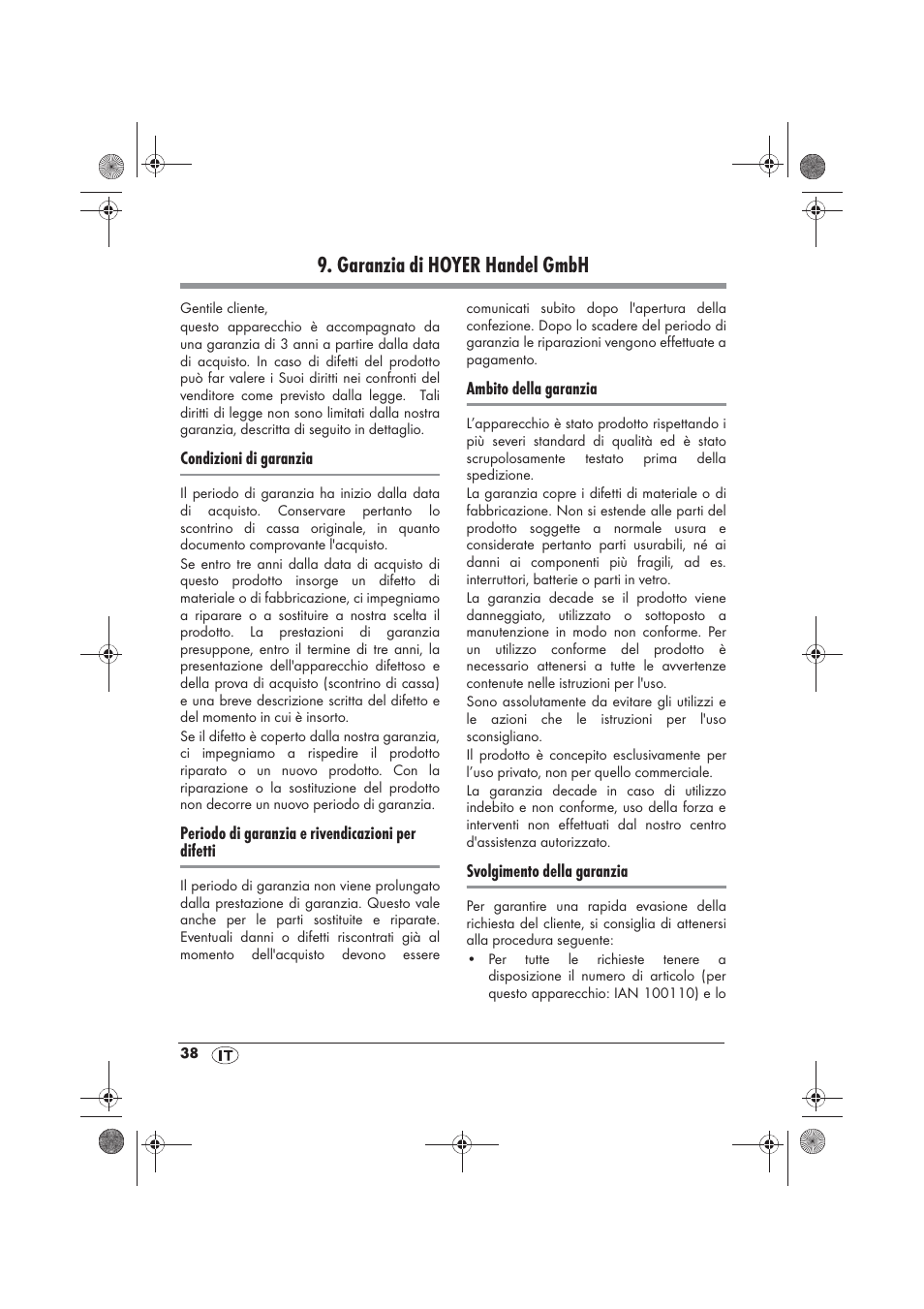 Garanzia di hoyer handel gmbh | Silvercrest SRGS 1300 B2 User Manual | Page 40 / 54