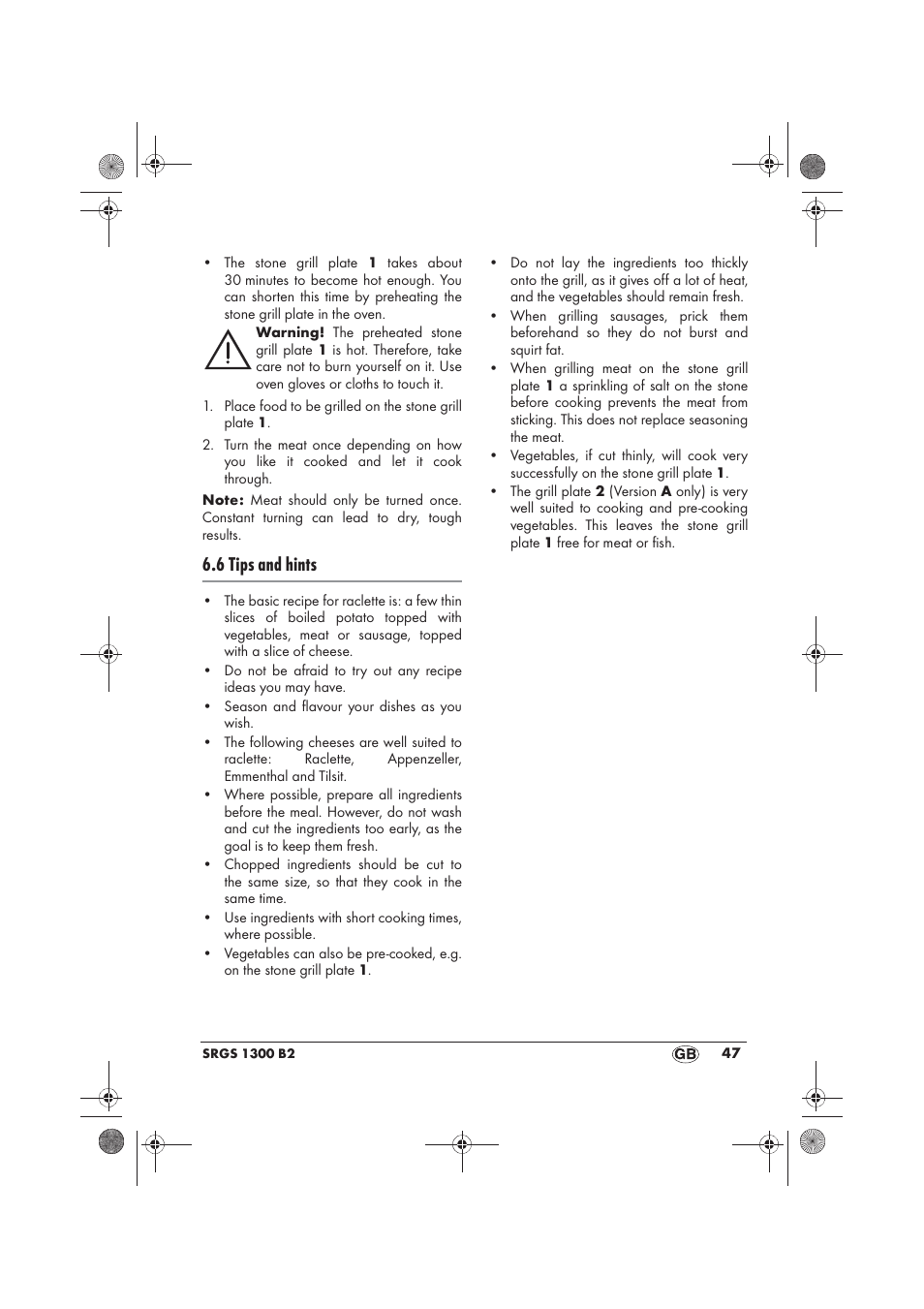 6 tips and hints | Silvercrest SRGS 1300 B2 User Manual | Page 49 / 54