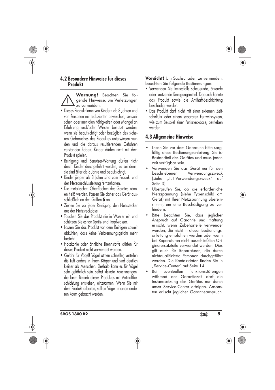 Silvercrest SRGS 1300 B2 User Manual | Page 7 / 54