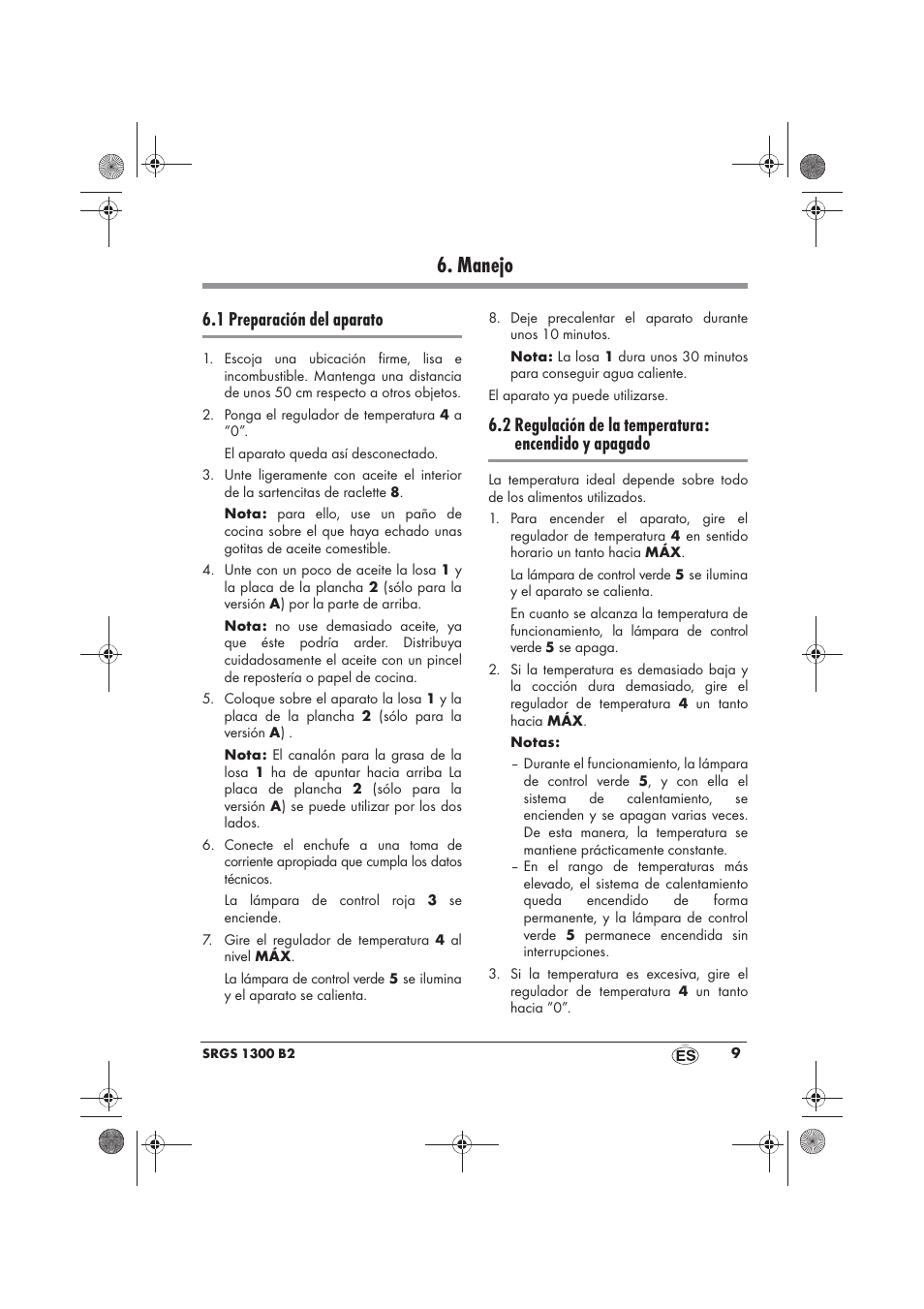 Manejo, 1 preparación del aparato | Silvercrest SRGS 1300 B2 User Manual | Page 11 / 66