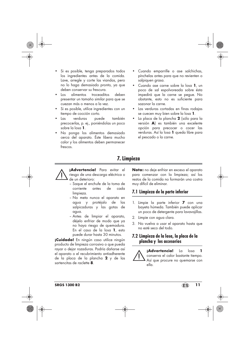 Limpieza, 1 limpieza de la parte inferior | Silvercrest SRGS 1300 B2 User Manual | Page 13 / 66