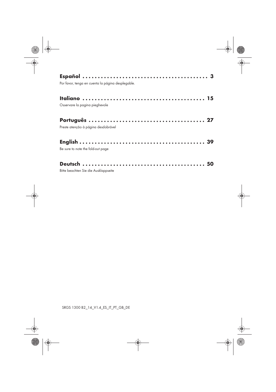 Español, Italiano, Português | English, Deutsch | Silvercrest SRGS 1300 B2 User Manual | Page 2 / 66