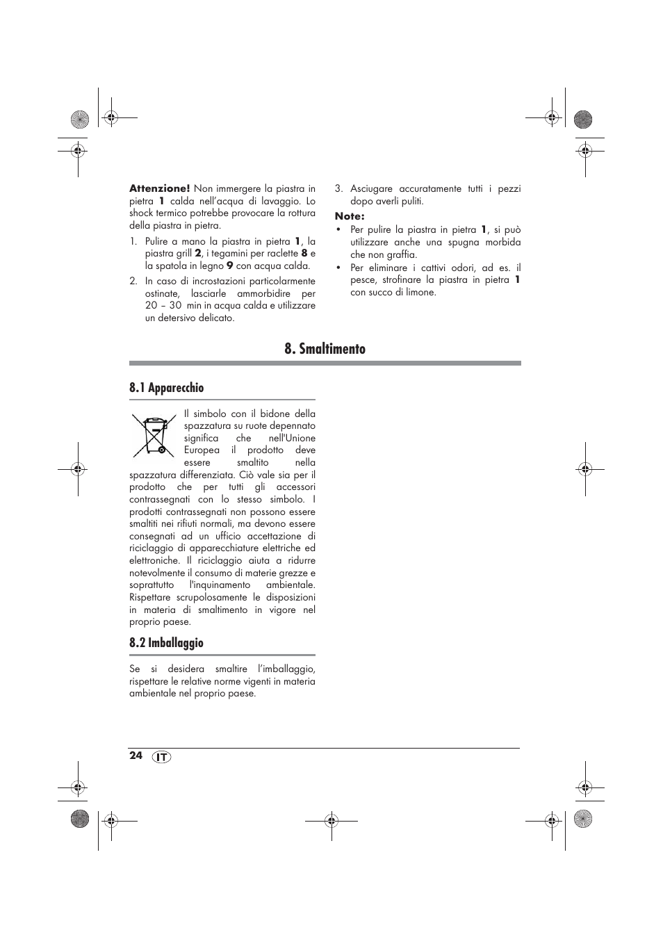 Smaltimento, 1 apparecchio, 2 imballaggio | Silvercrest SRGS 1300 B2 User Manual | Page 26 / 66