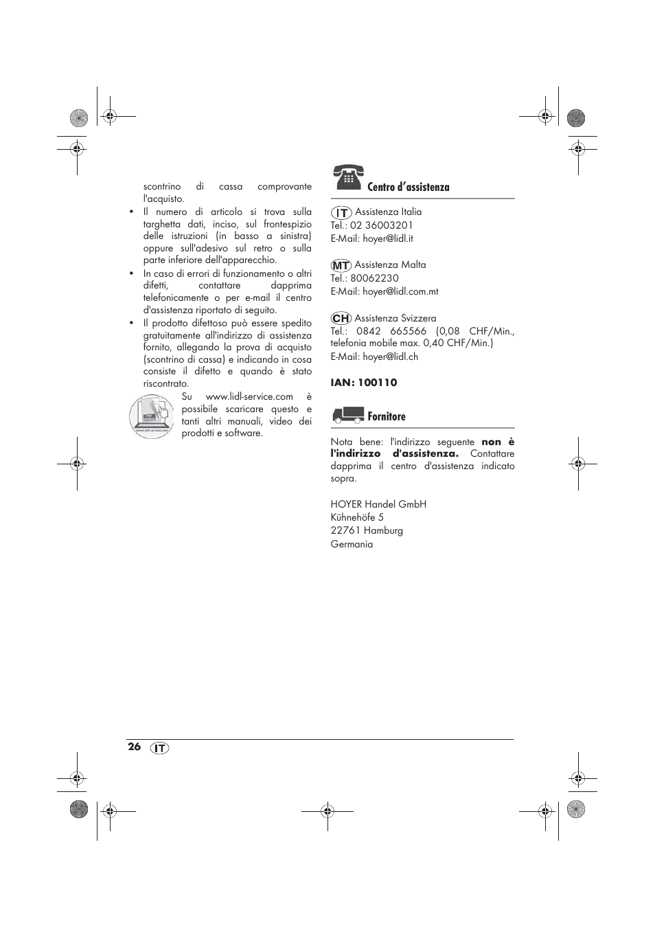 Centro d’assistenza, Fornitore | Silvercrest SRGS 1300 B2 User Manual | Page 28 / 66