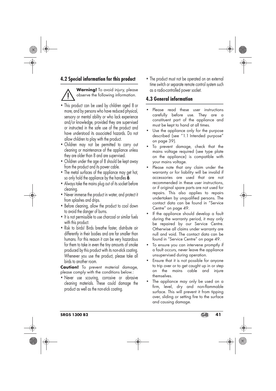 Silvercrest SRGS 1300 B2 User Manual | Page 43 / 66