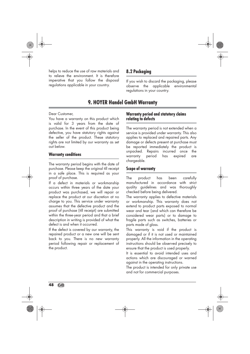 Hoyer handel gmbh warranty | Silvercrest SRGS 1300 B2 User Manual | Page 50 / 66