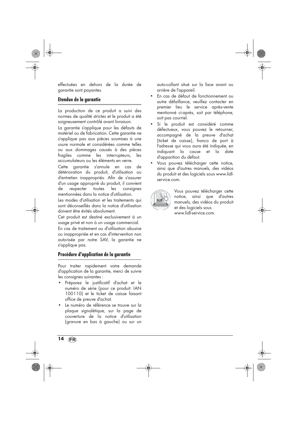 Etendue de la garantie, Procédure d'application de la garantie | Silvercrest SRGS 1300 B2 User Manual | Page 16 / 54