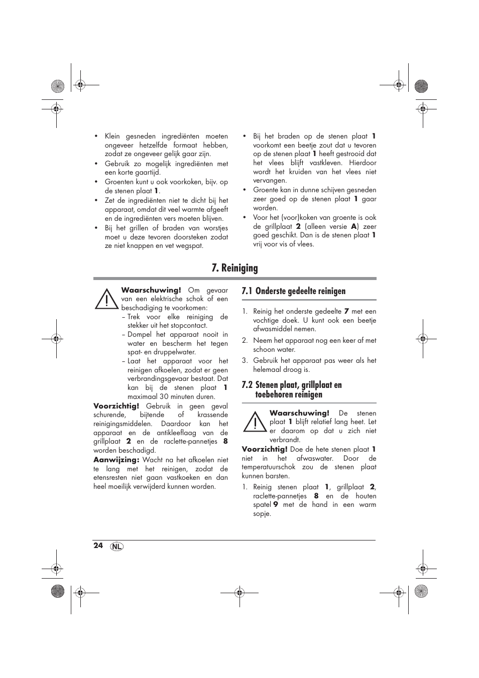 Reiniging, 1 onderste gedeelte reinigen, 2 stenen plaat, grillplaat en toebehoren reinigen | Silvercrest SRGS 1300 B2 User Manual | Page 26 / 54