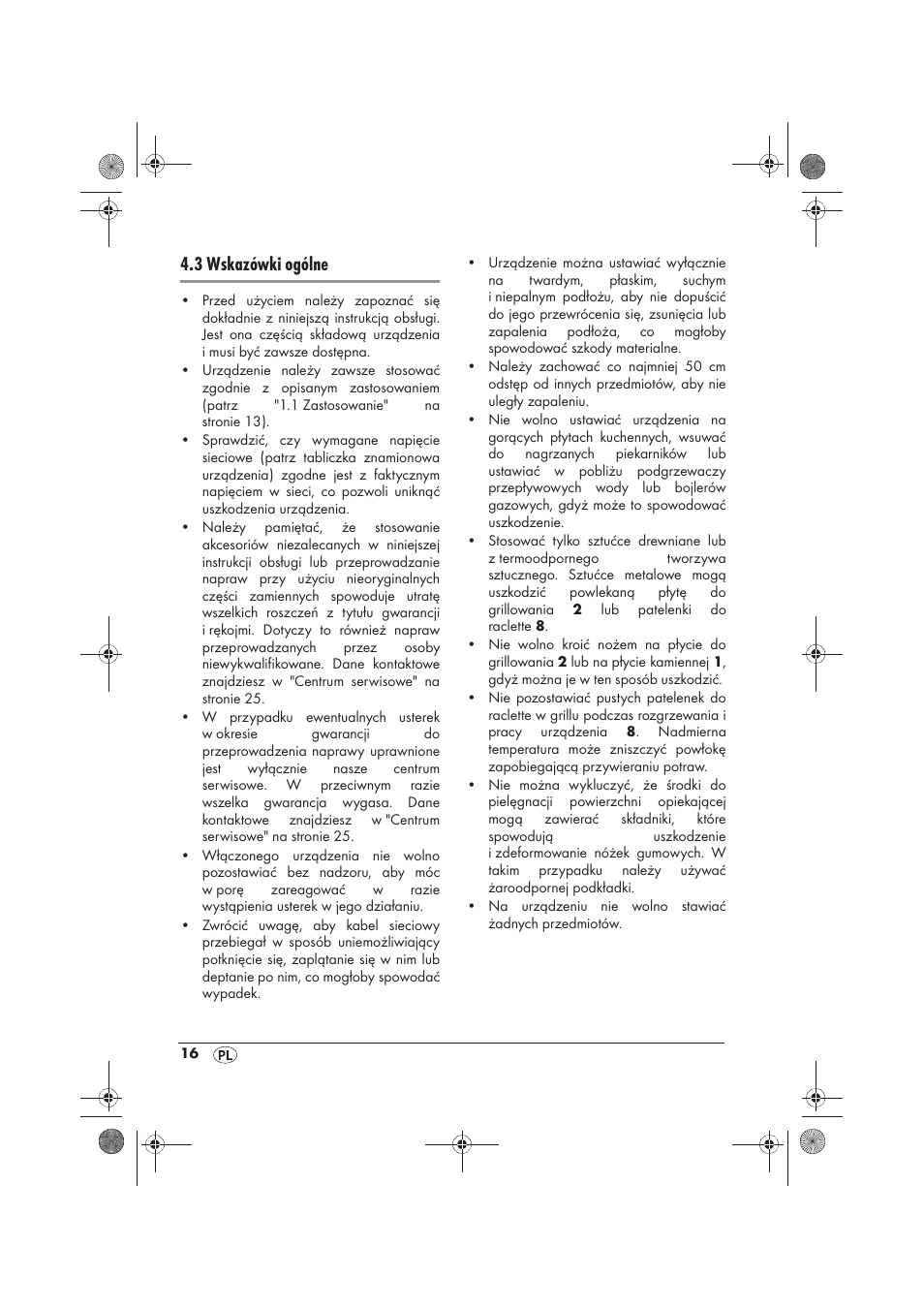 3 wskazówki ogólne | Silvercrest SRGS 1300 B2 User Manual | Page 18 / 86