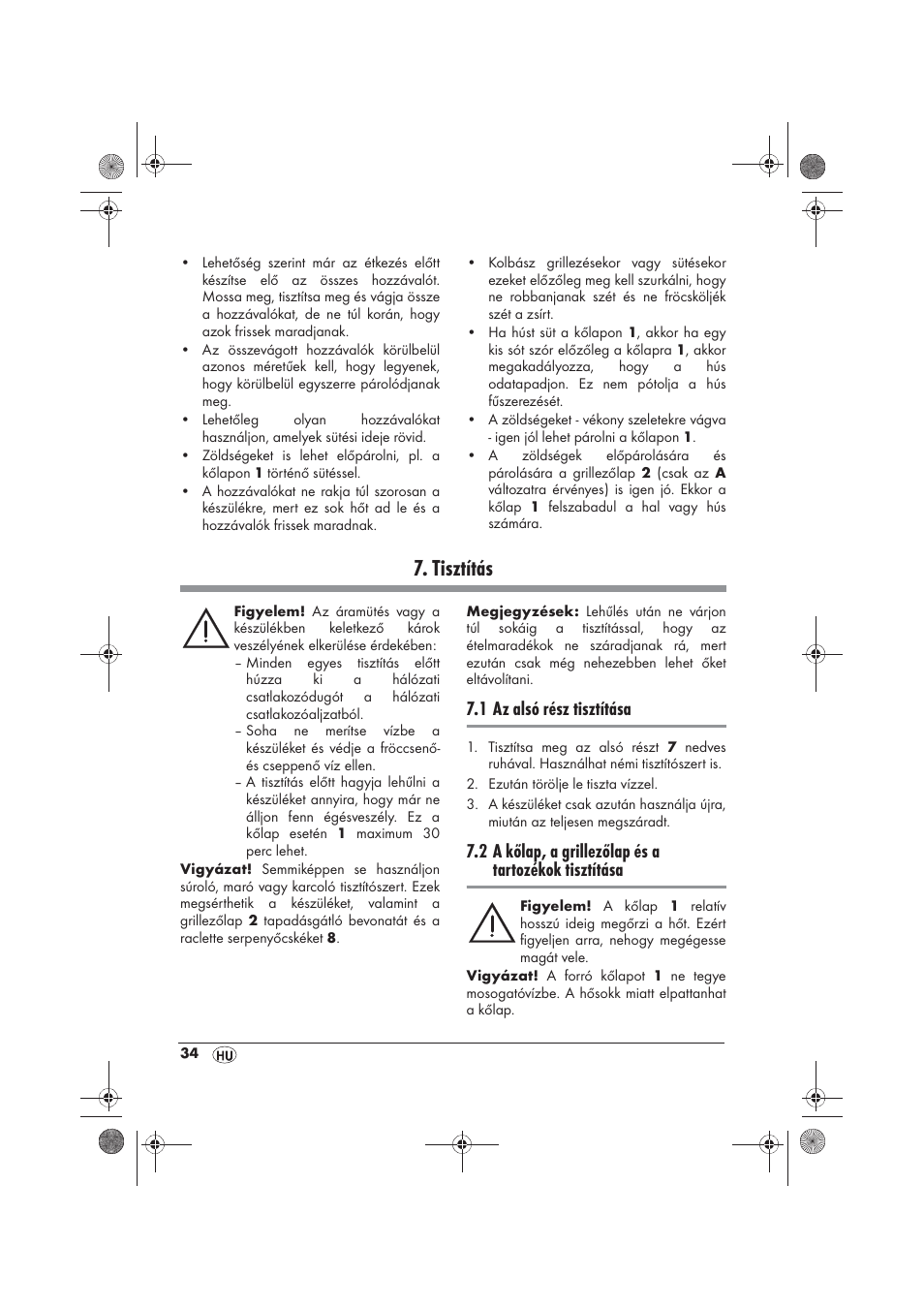 Tisztítás, 1 az alsó rész tisztítása | Silvercrest SRGS 1300 B2 User Manual | Page 36 / 86