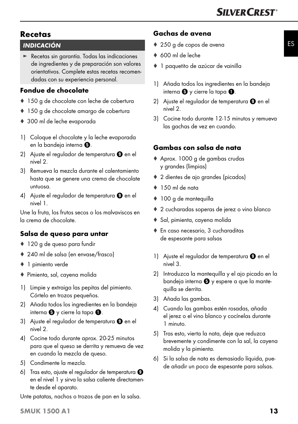 Recetas | Silvercrest SMUK 1500 A1 User Manual | Page 16 / 64