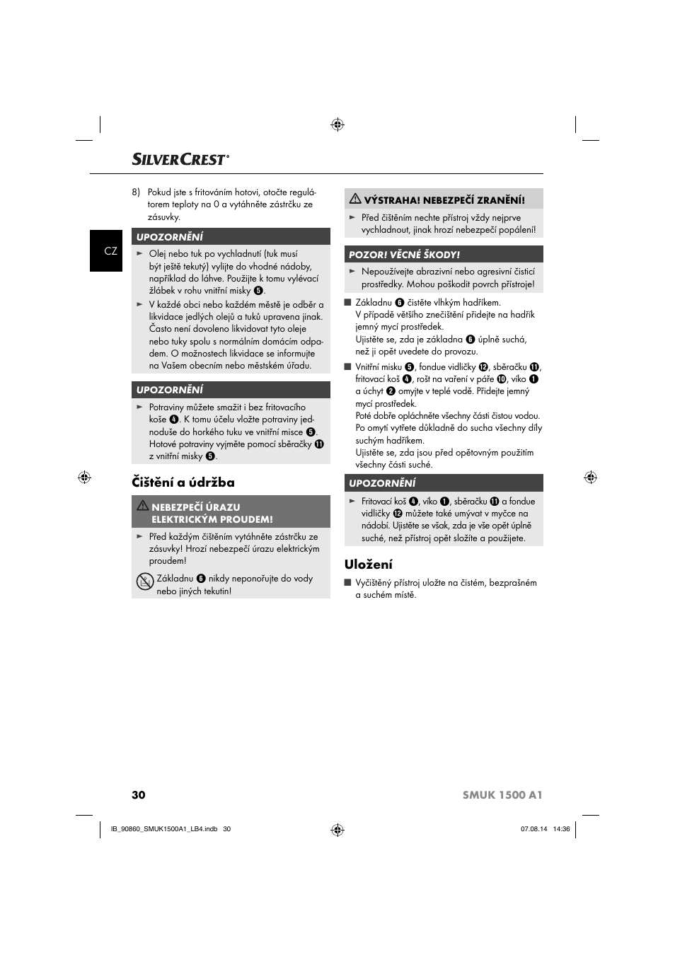 Čištění a údržba, Uložení | Silvercrest SMUK 1500 A1 User Manual | Page 33 / 84