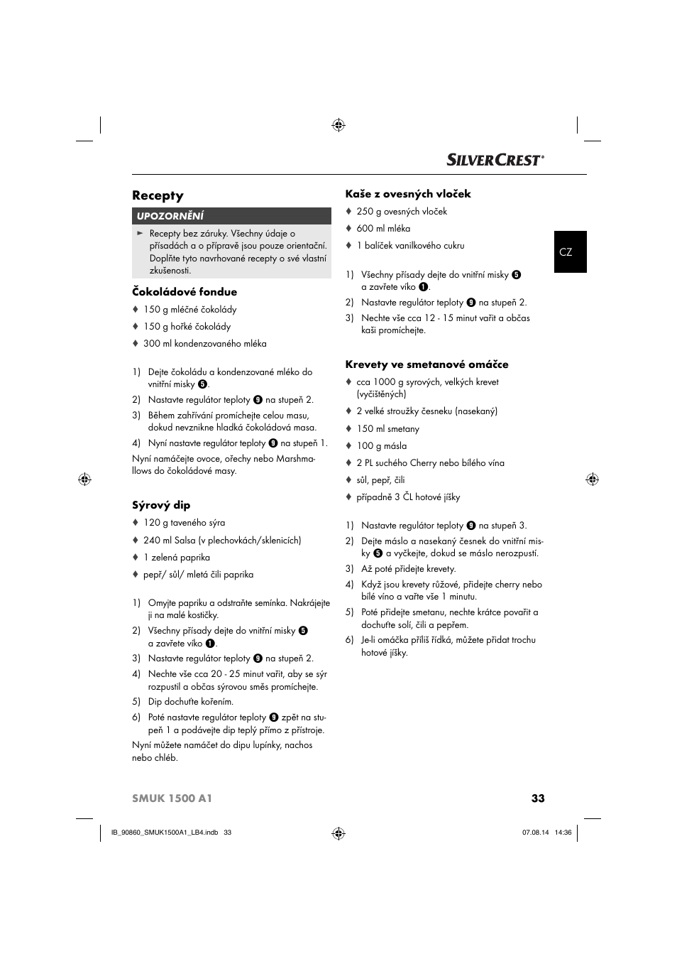 Recepty | Silvercrest SMUK 1500 A1 User Manual | Page 36 / 84