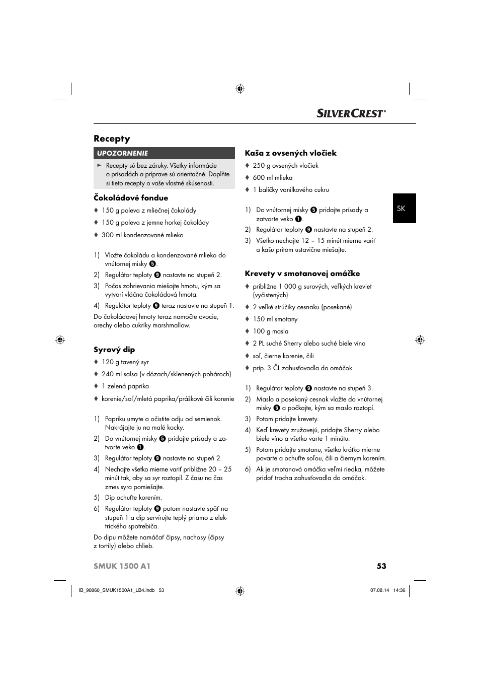 Recepty | Silvercrest SMUK 1500 A1 User Manual | Page 56 / 84