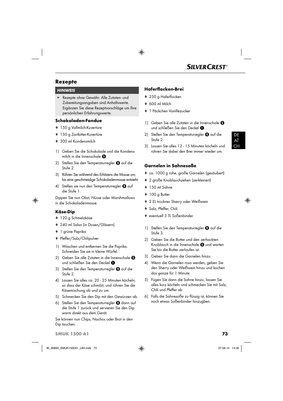 Rezepte | Silvercrest SMUK 1500 A1 User Manual | Page 76 / 84