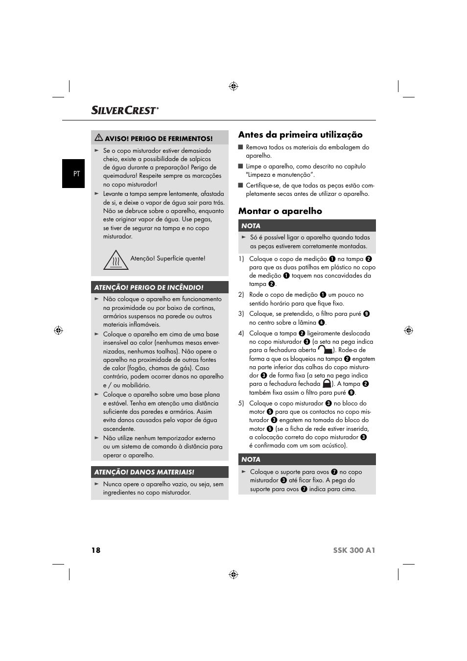 Antes da primeira utilização, Montar o aparelho | Silvercrest SSK 300 A1 User Manual | Page 21 / 60