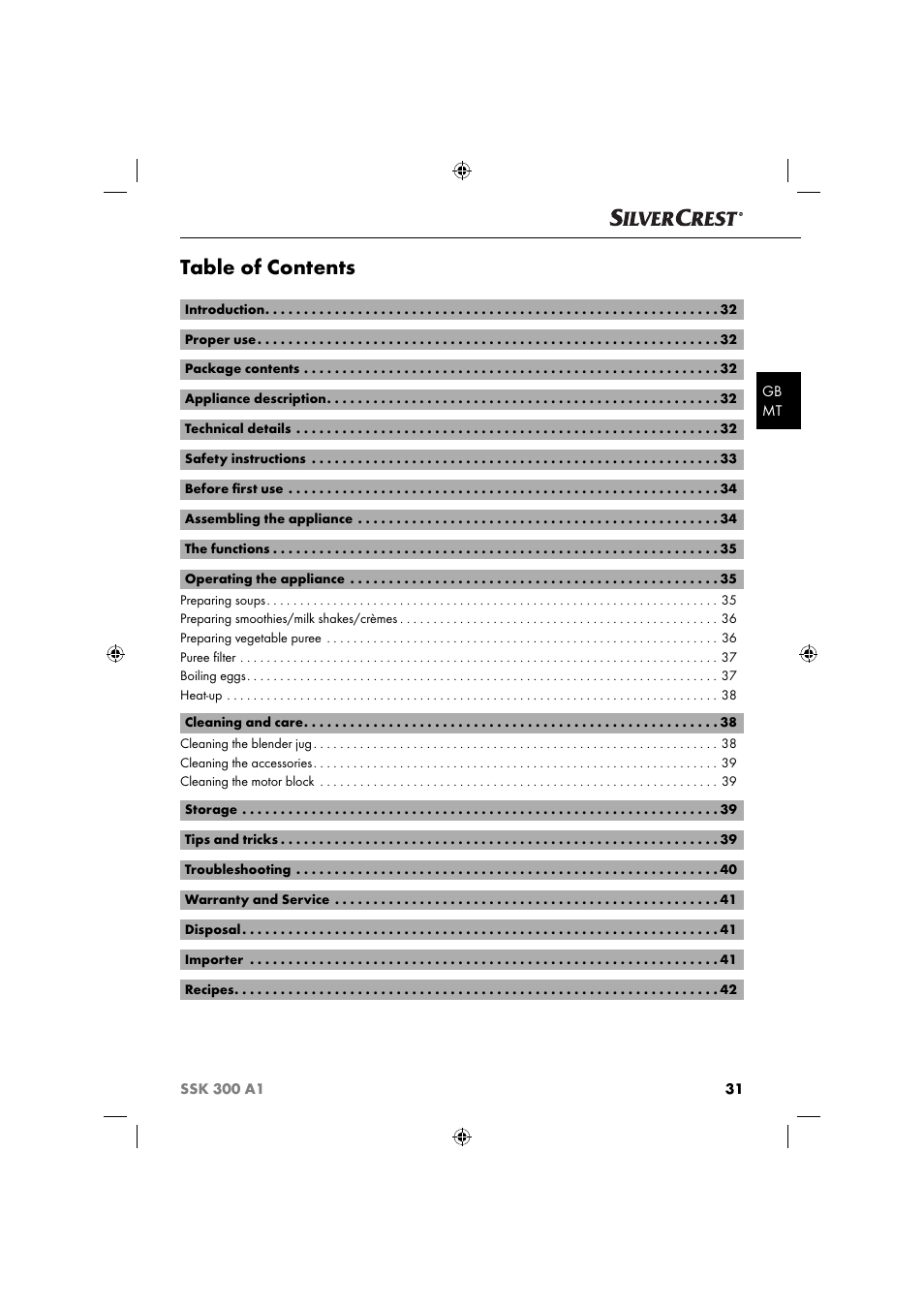 Silvercrest SSK 300 A1 User Manual | Page 32 / 60