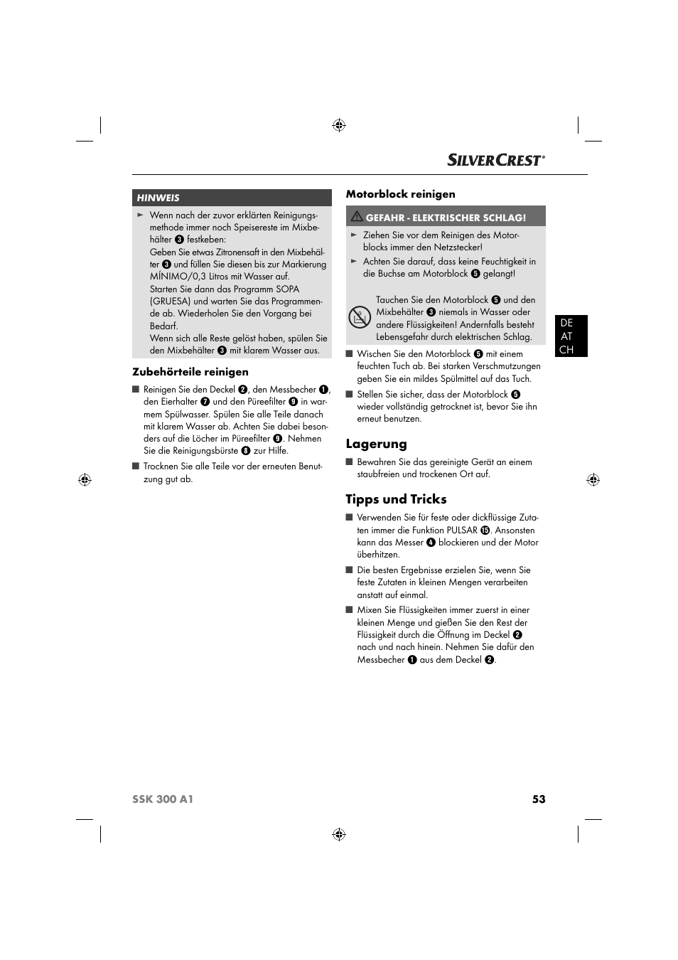 Lagerung, Tipps und tricks | Silvercrest SSK 300 A1 User Manual | Page 54 / 60