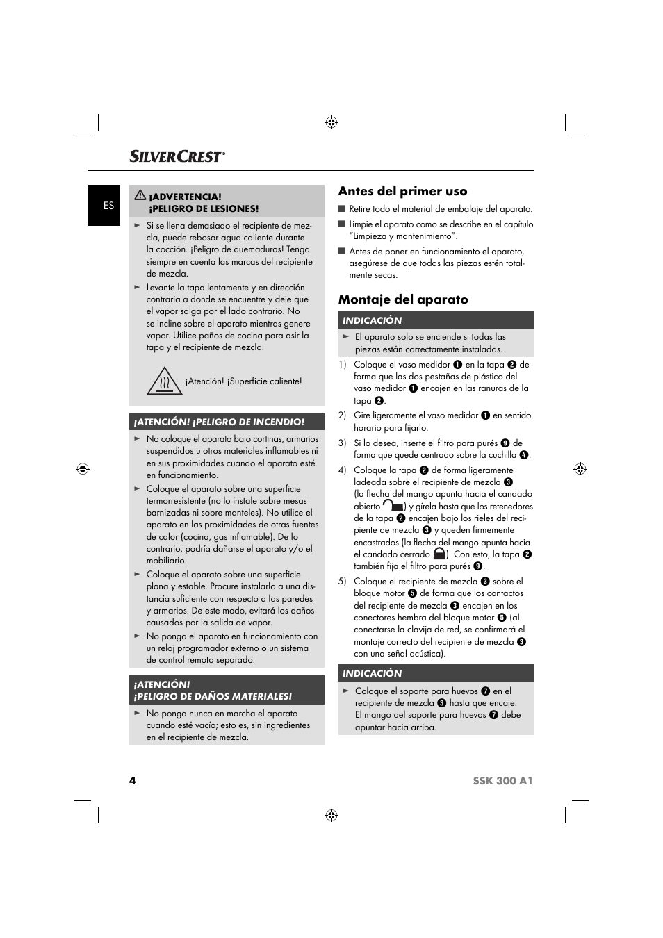 Antes del primer uso, Montaje del aparato | Silvercrest SSK 300 A1 User Manual | Page 7 / 60