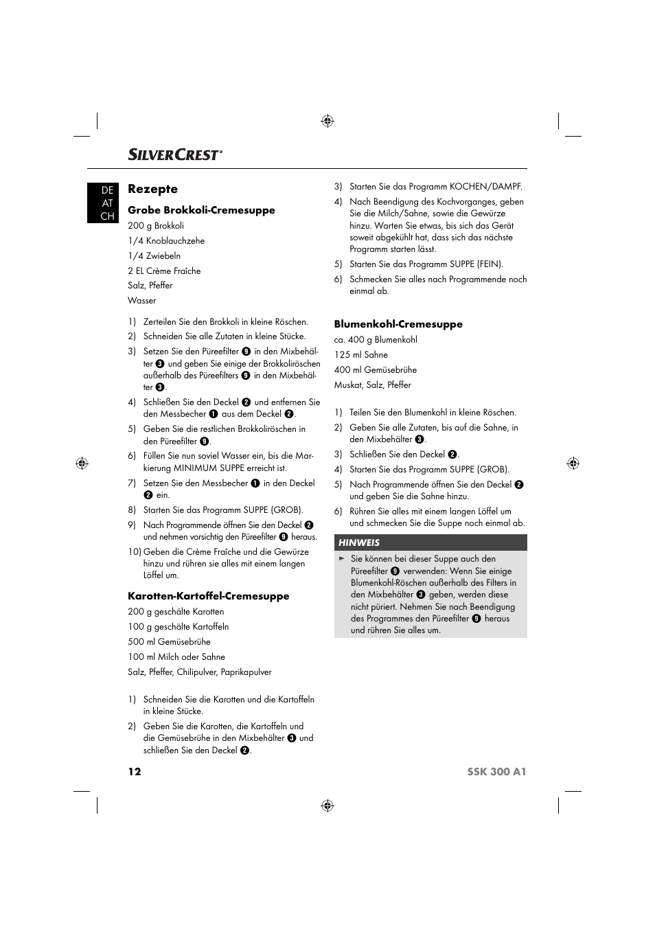 Rezepte | Silvercrest SSK 300 A1 User Manual | Page 15 / 60