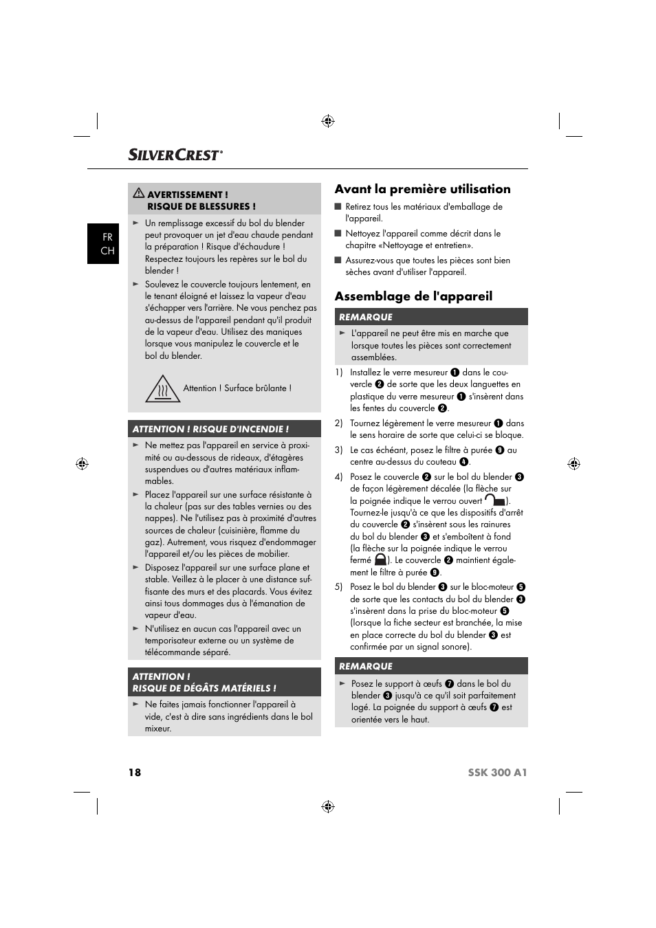 Avant la première utilisation, Assemblage de l'appareil | Silvercrest SSK 300 A1 User Manual | Page 21 / 60