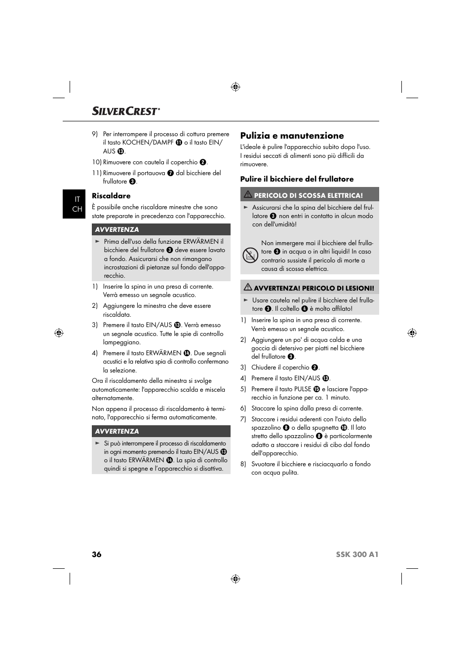 Pulizia e manutenzione | Silvercrest SSK 300 A1 User Manual | Page 39 / 60