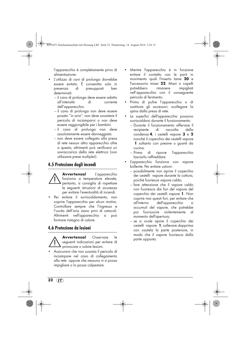 5 protezione dagli incendi, 6 protezione da lesioni | Silvercrest SKMH 1100 A1 User Manual | Page 34 / 130