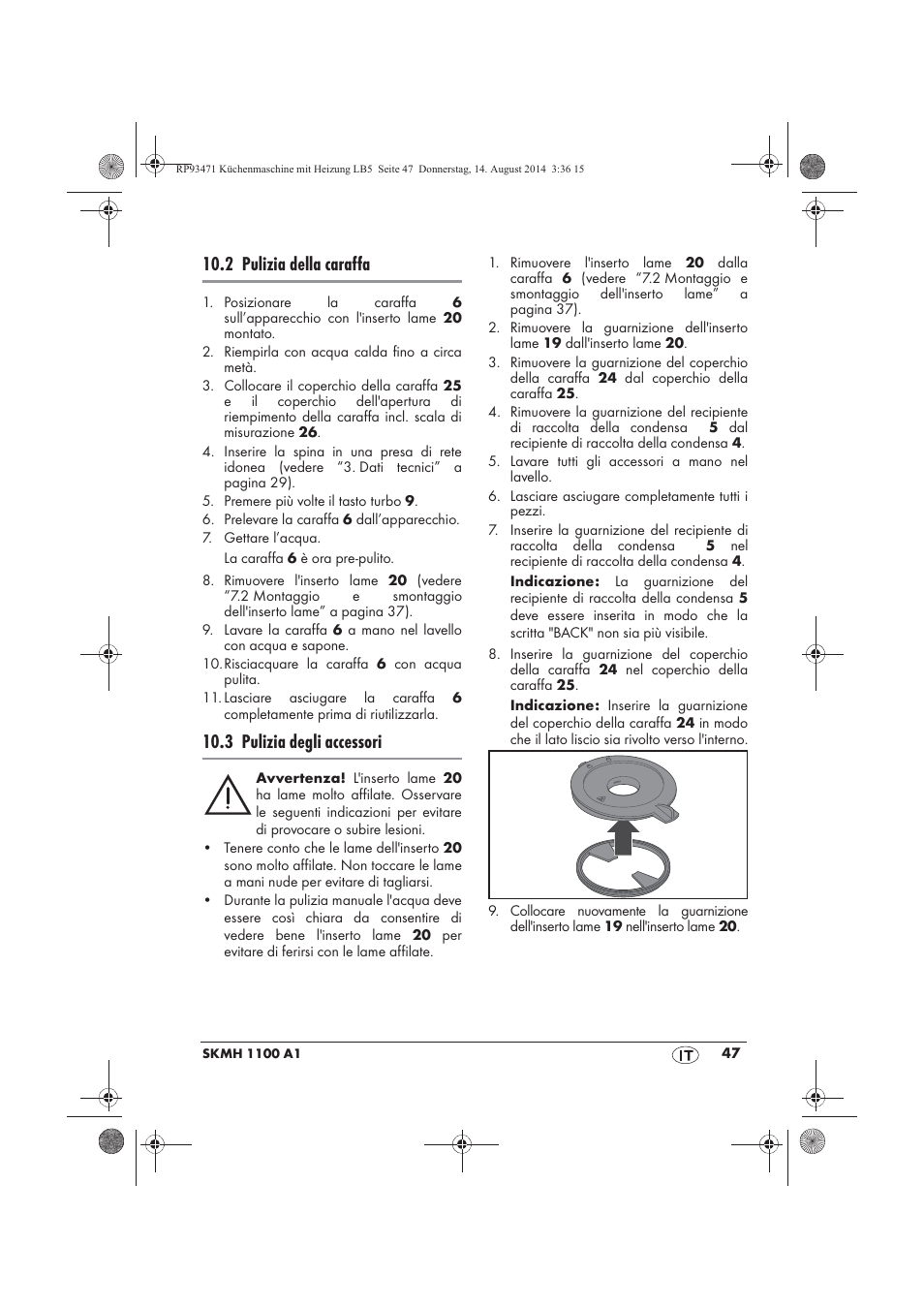 2 pulizia della caraffa, 3 pulizia degli accessori | Silvercrest SKMH 1100 A1 User Manual | Page 49 / 130