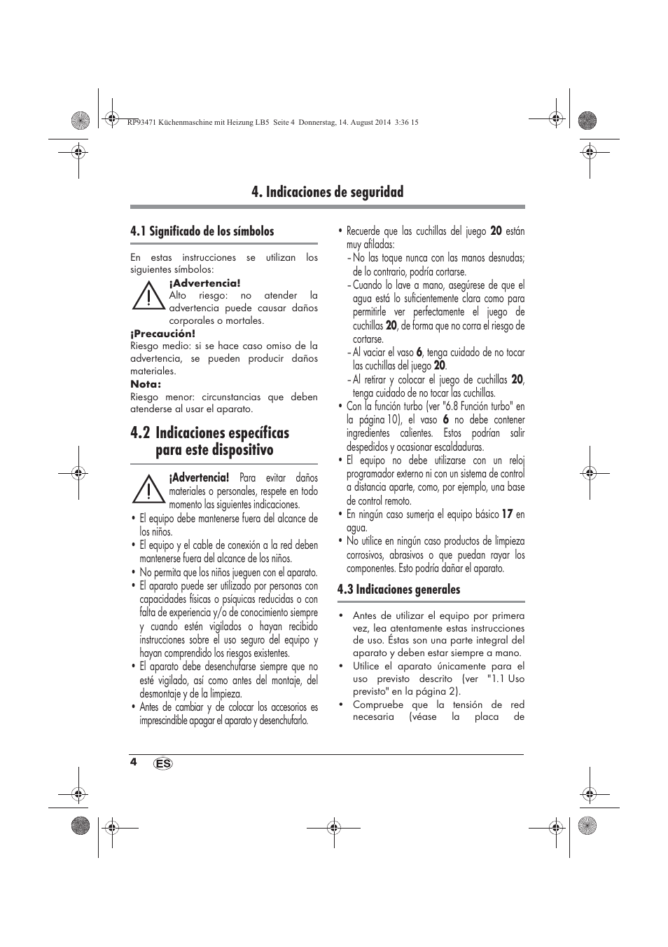 2 indicaciones específicas para este dispositivo, Indicaciones de seguridad | Silvercrest SKMH 1100 A1 User Manual | Page 6 / 130