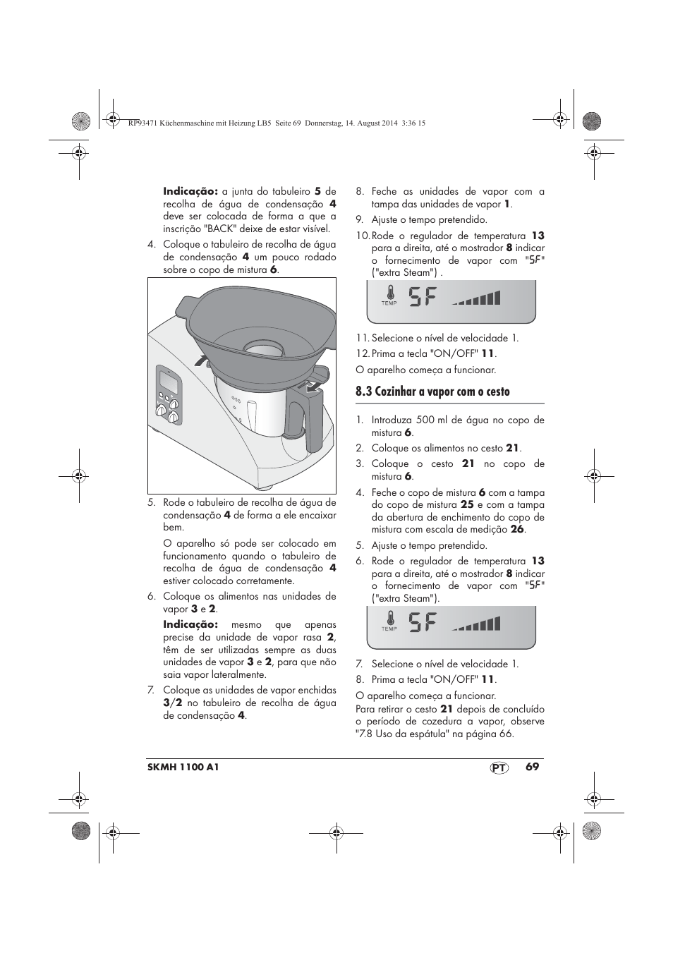 3 cozinhar a vapor com o cesto | Silvercrest SKMH 1100 A1 User Manual | Page 71 / 130