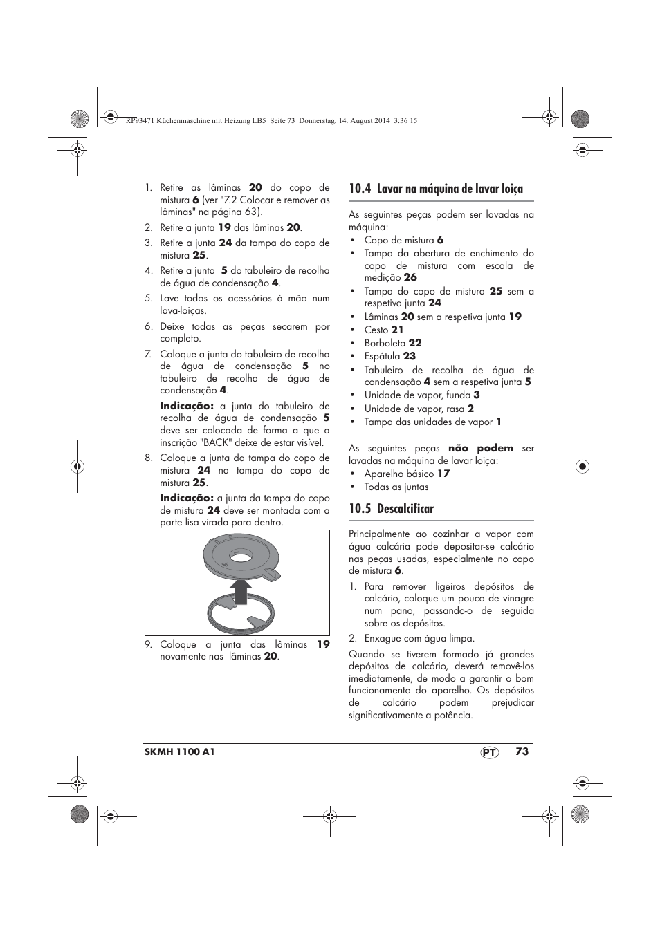 4 lavar na máquina de lavar loiça, 5 descalcificar | Silvercrest SKMH 1100 A1 User Manual | Page 75 / 130